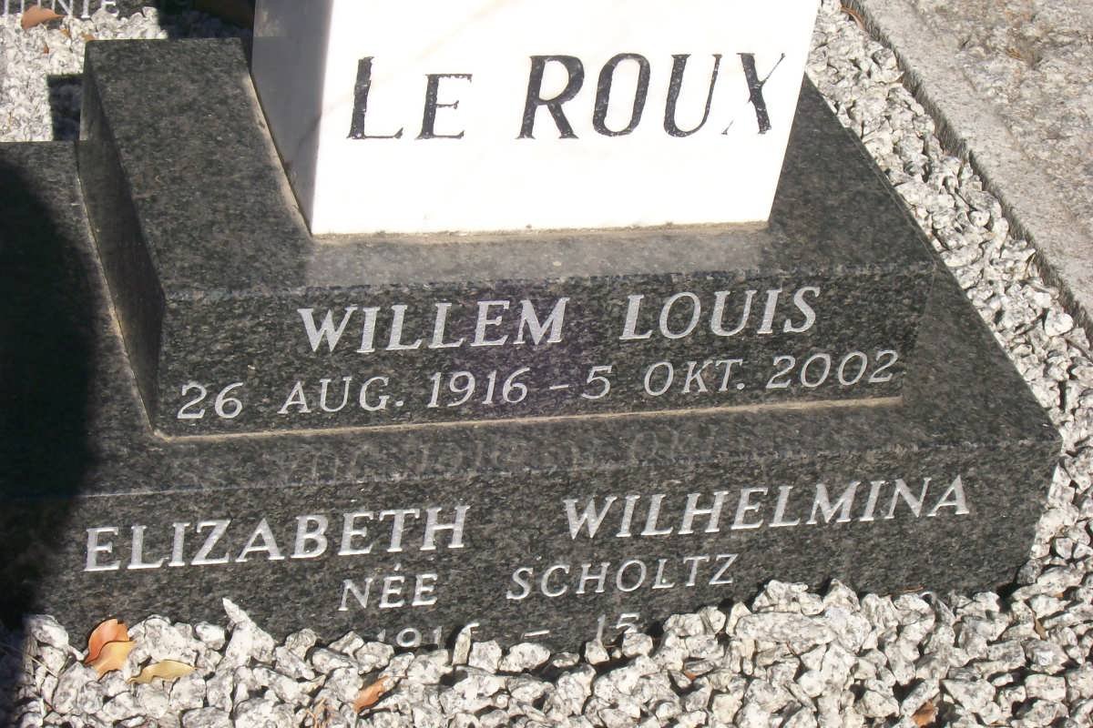 ROUX Willem Louis, le 1916-2002 &amp; Elizabeth Wilhelmina SCHOLTZ 1916-