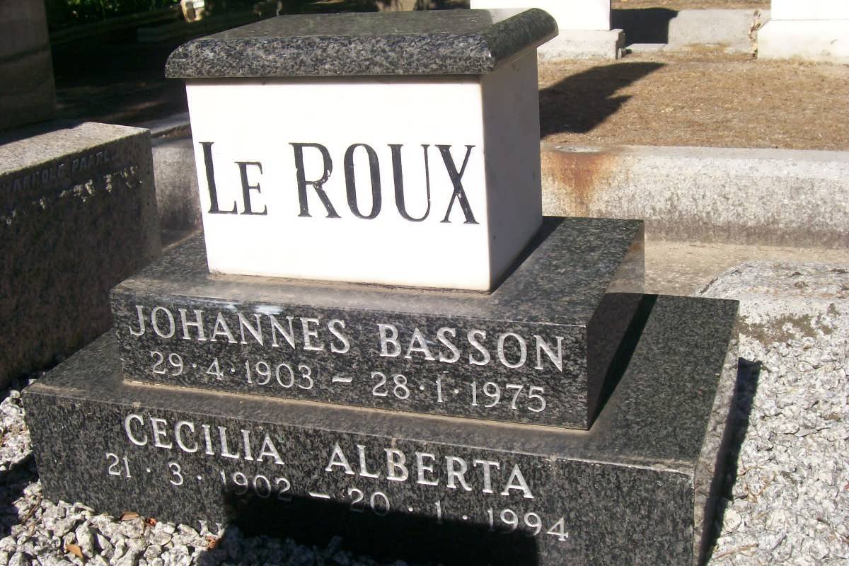 ROUX Johannes Basson, le 1903-1975 &amp; Cecilia Alberta 1902-1994