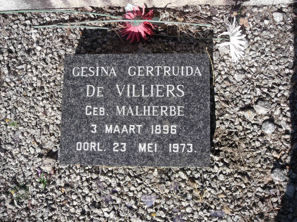 VILLIERS Gesina Gertruida, de nee MALHERBE 1896-1973