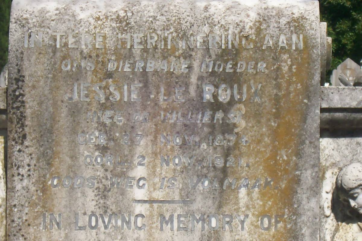 ROUX Jessie, le nee DE VILLIERS 1874-1921