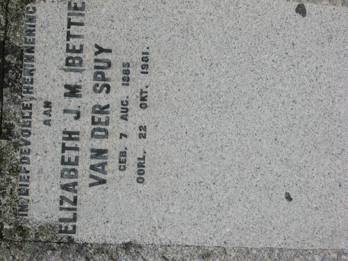 SPUY Elizabeth J.M., van der 1885-1981