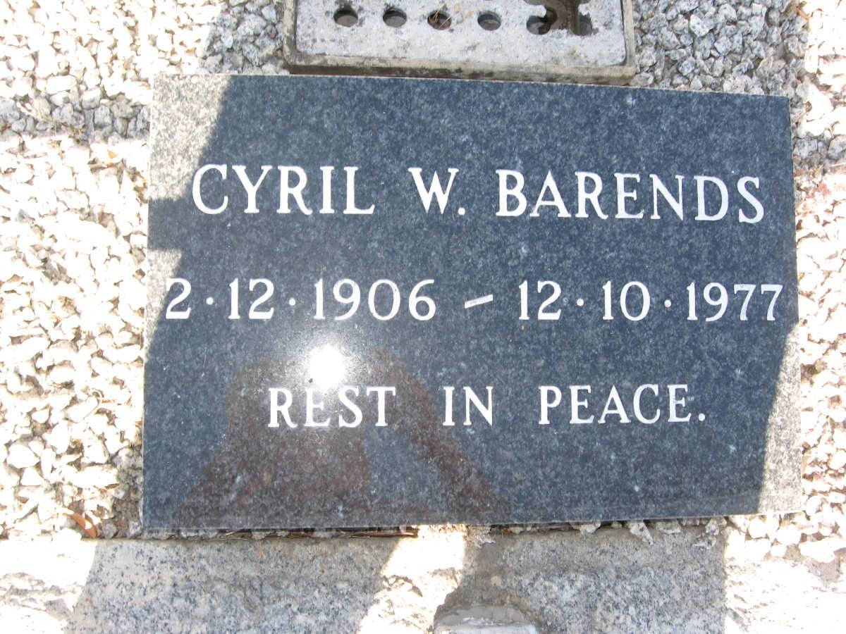 BARENDS Cyril W. 1906-1977