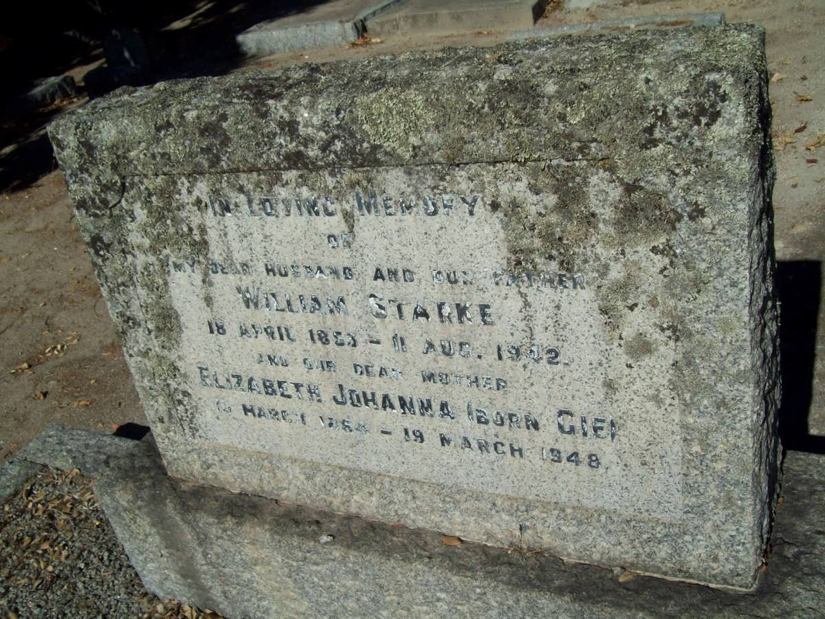 STARKE William 18??-1942 &amp; Elizabeth Johanna Gie 1964-1948