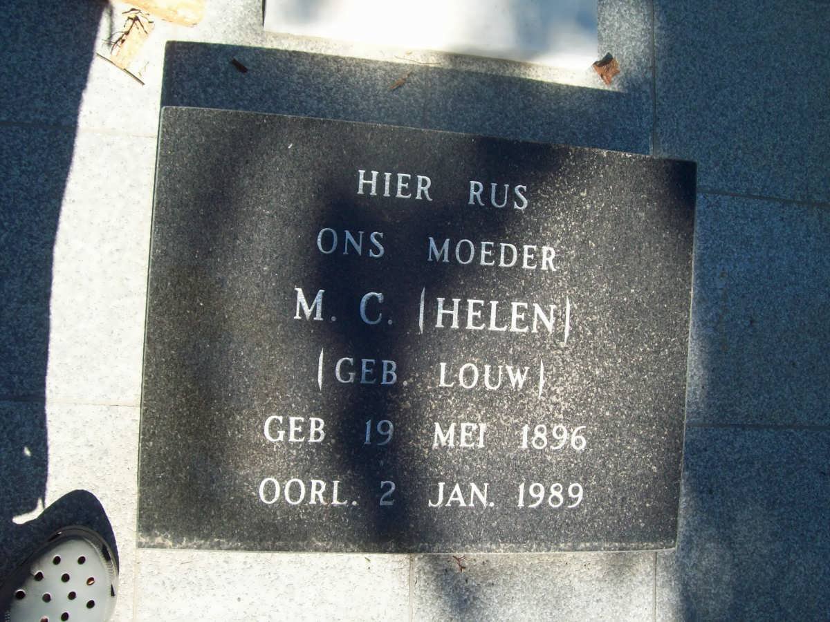 SLABBER M.C. nee LOUW 1896-1989