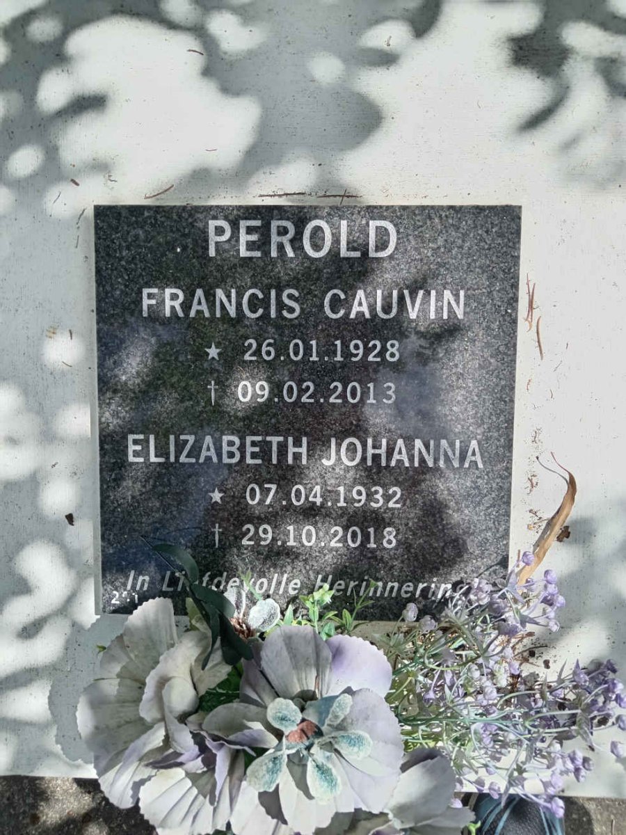 PEROLD Francis Cauvin 1928-2013 &amp; Elizabeth Johanna 1932-2018