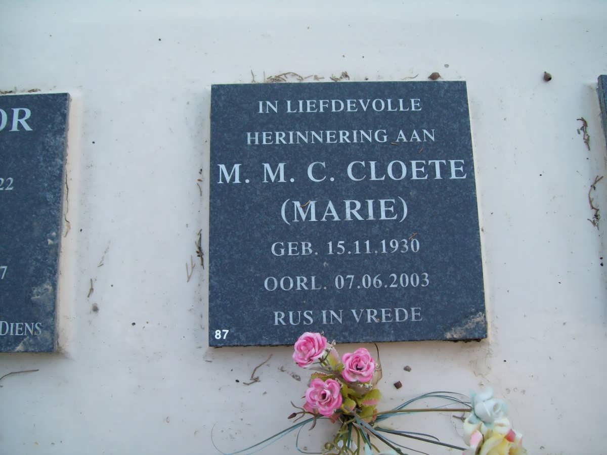 CLOETE M.M.C. 1930-2003