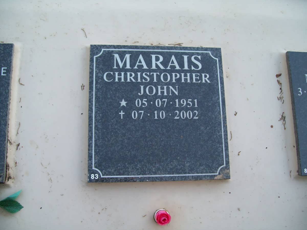 MARAIS Christopher John 1951-2002