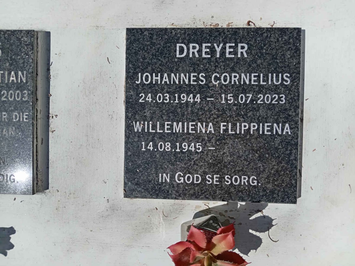 DREYER Johannes Cornelius 1944-2023 &amp; Willemiena Flippiena 1945-