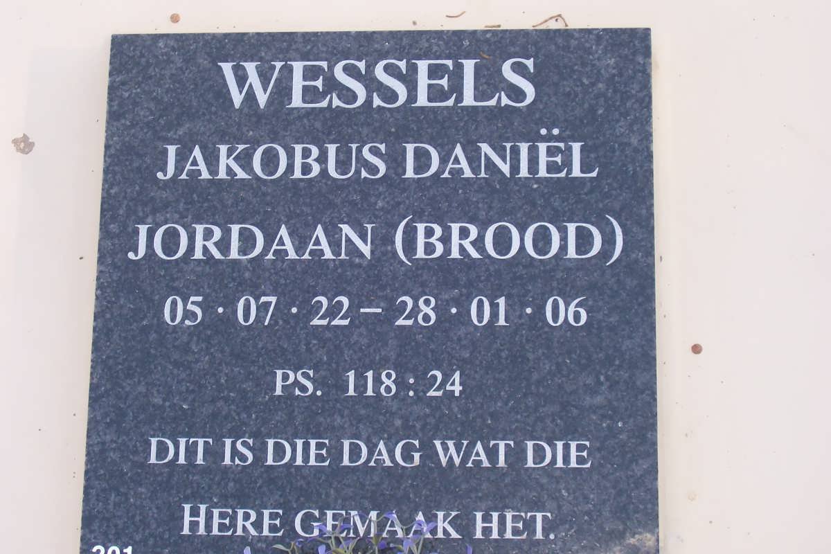 WESSELS Jakobus Daniel Jordaan 1922-2006