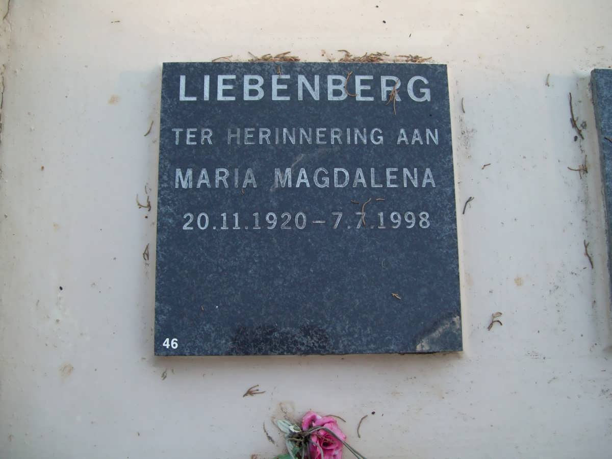 LIEBENBERG Maria Magdalena 1920-1998