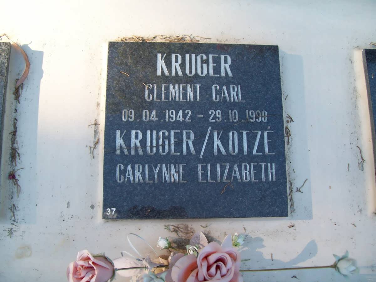 KRUGER Clement Carl 1942-1990 &amp; Carlynne Elizabeth KOTZE 
