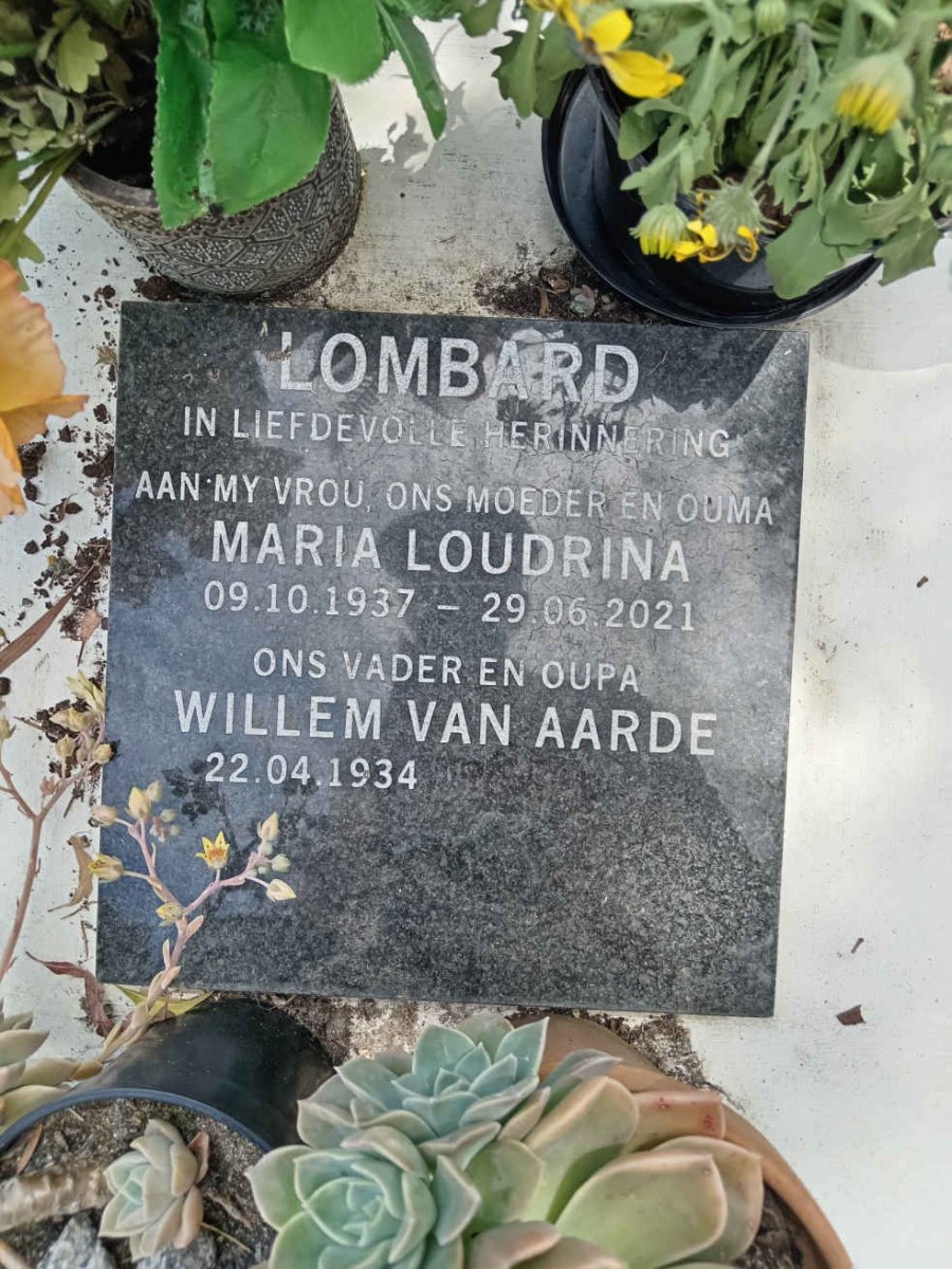 LOMBARD Willem Van Aarde 1934- &amp; Maria Loudrina 1937-2021