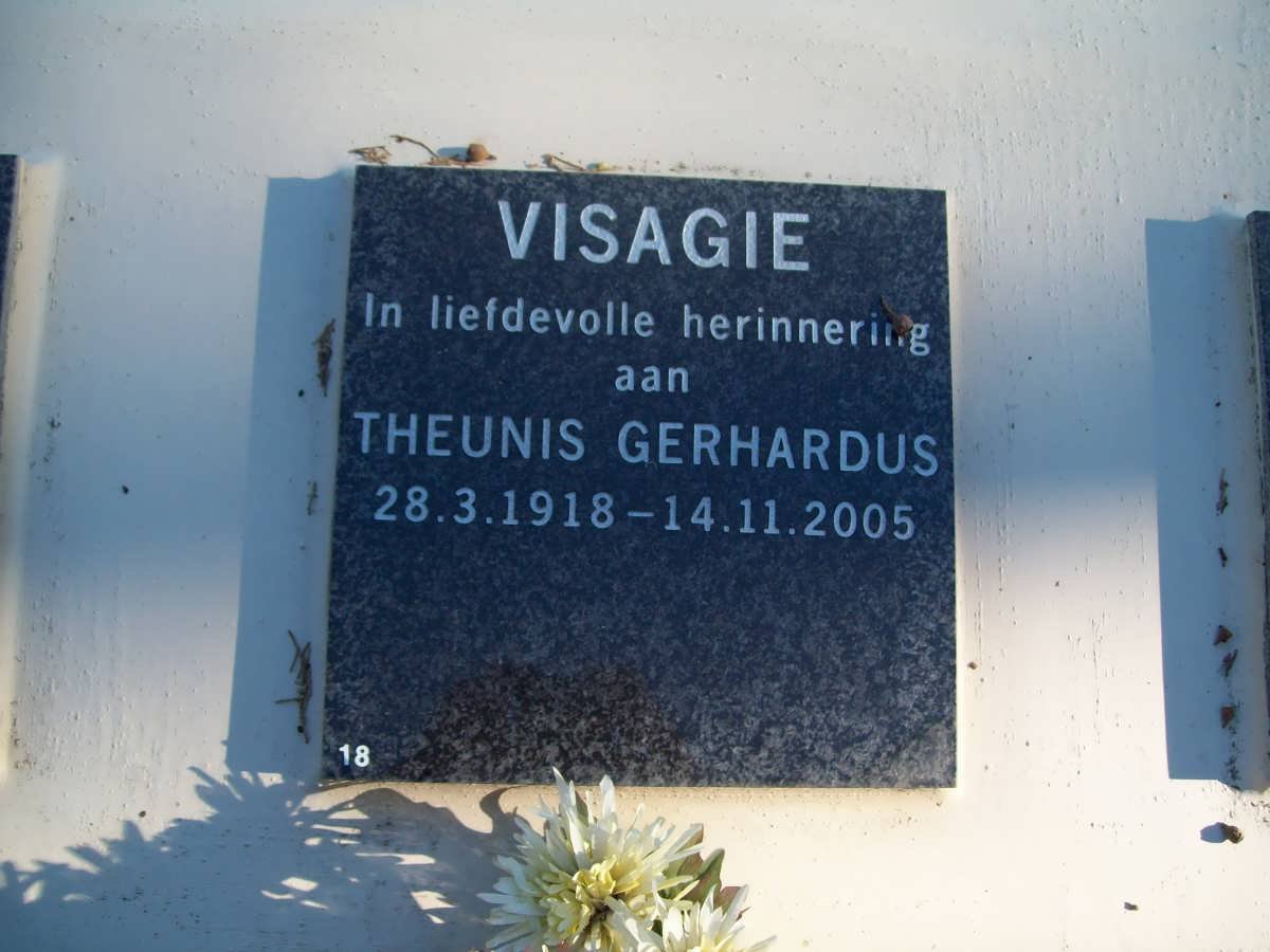 VISAGIE Theunis Gerhardus 1918-2005
