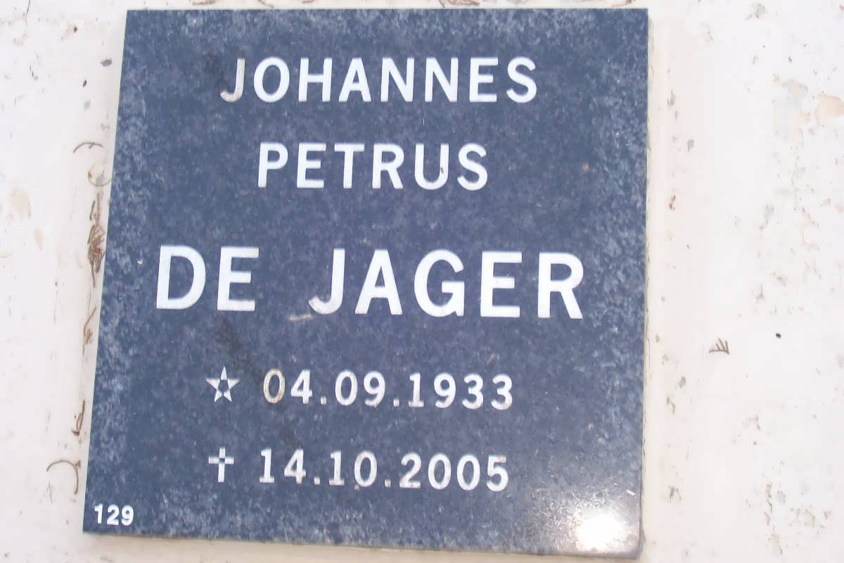 JAGER Johannes Petrus, de 1933-2005