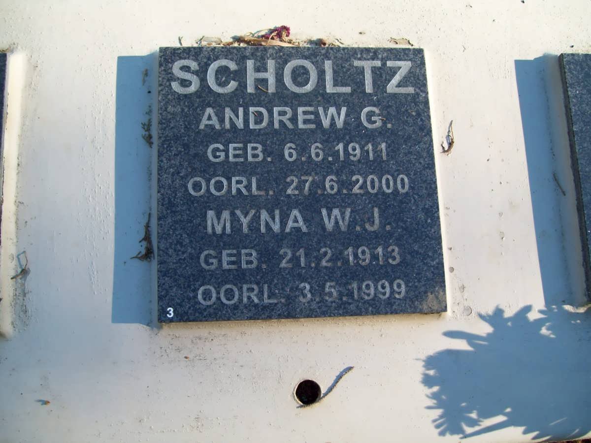 SCHOLTZ Andrew G. 1911-2000 &amp; Myna W.J. 1913-1999