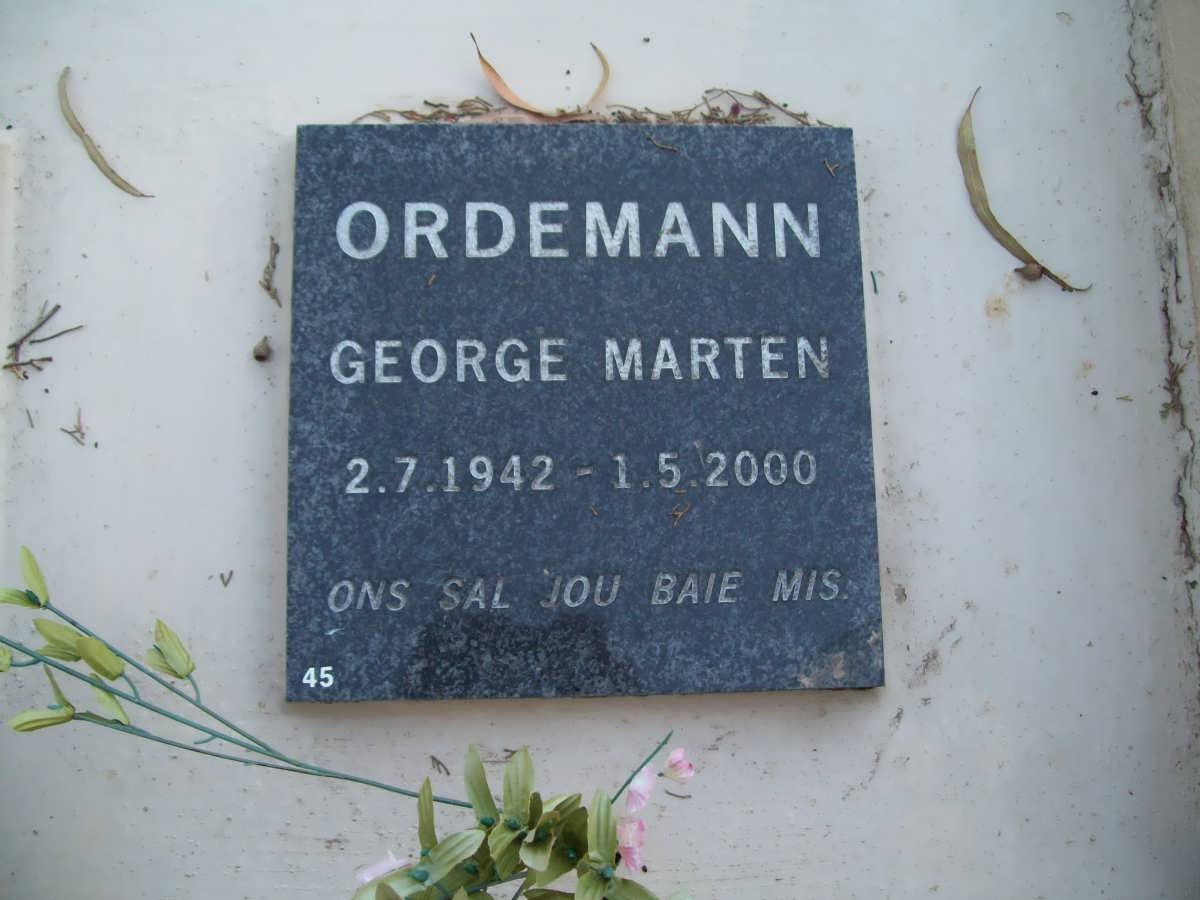 ORDEMANN George Marten 1942-2000