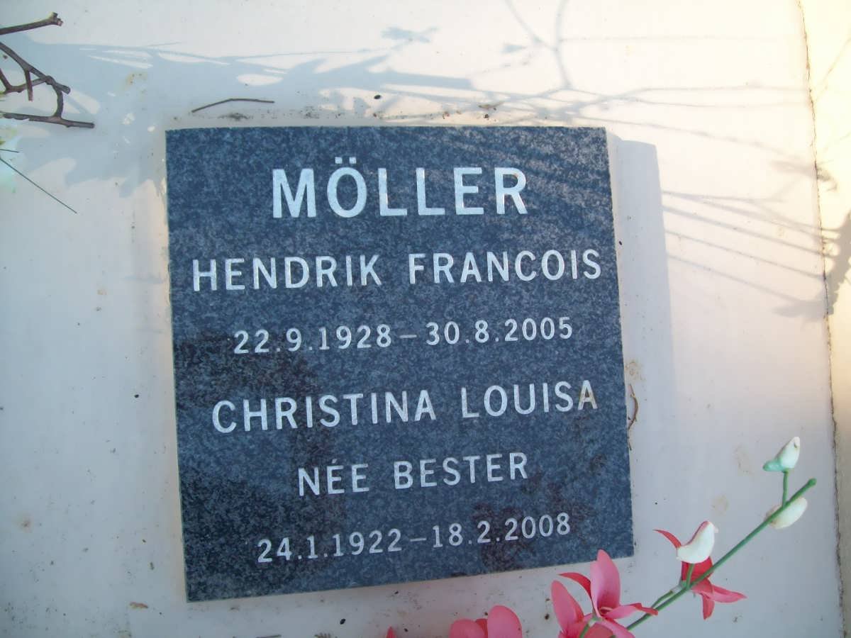 MOLLER Hendrik Francois 1928-2005 &amp; Christina Louisa BESTER 1922-2008 