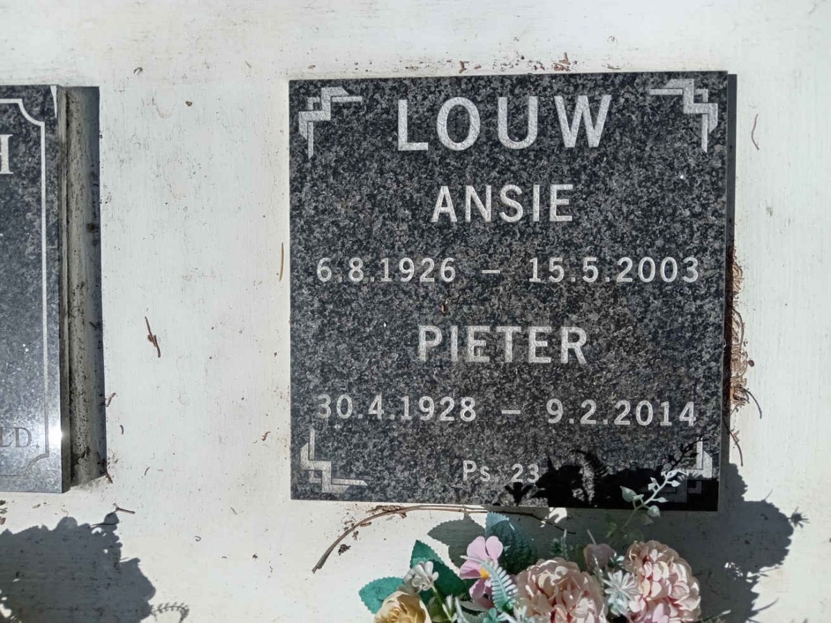 LOUW Ansie 1926-2003 &amp; Pieter 1928-2014