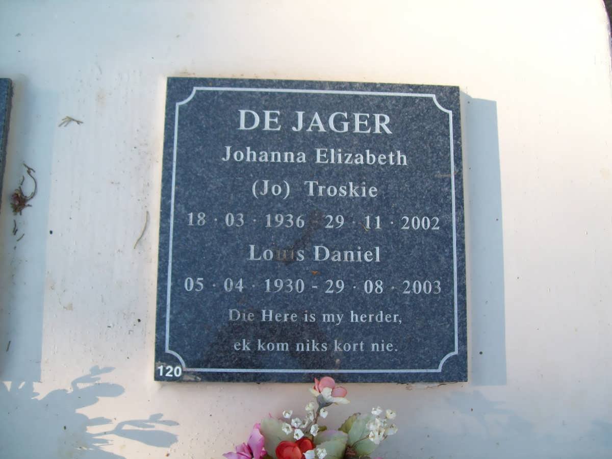 JAGER Louis Daniel, de 1930-2003 &amp; Johanna Elizabeth TROSKIE 1936-2002