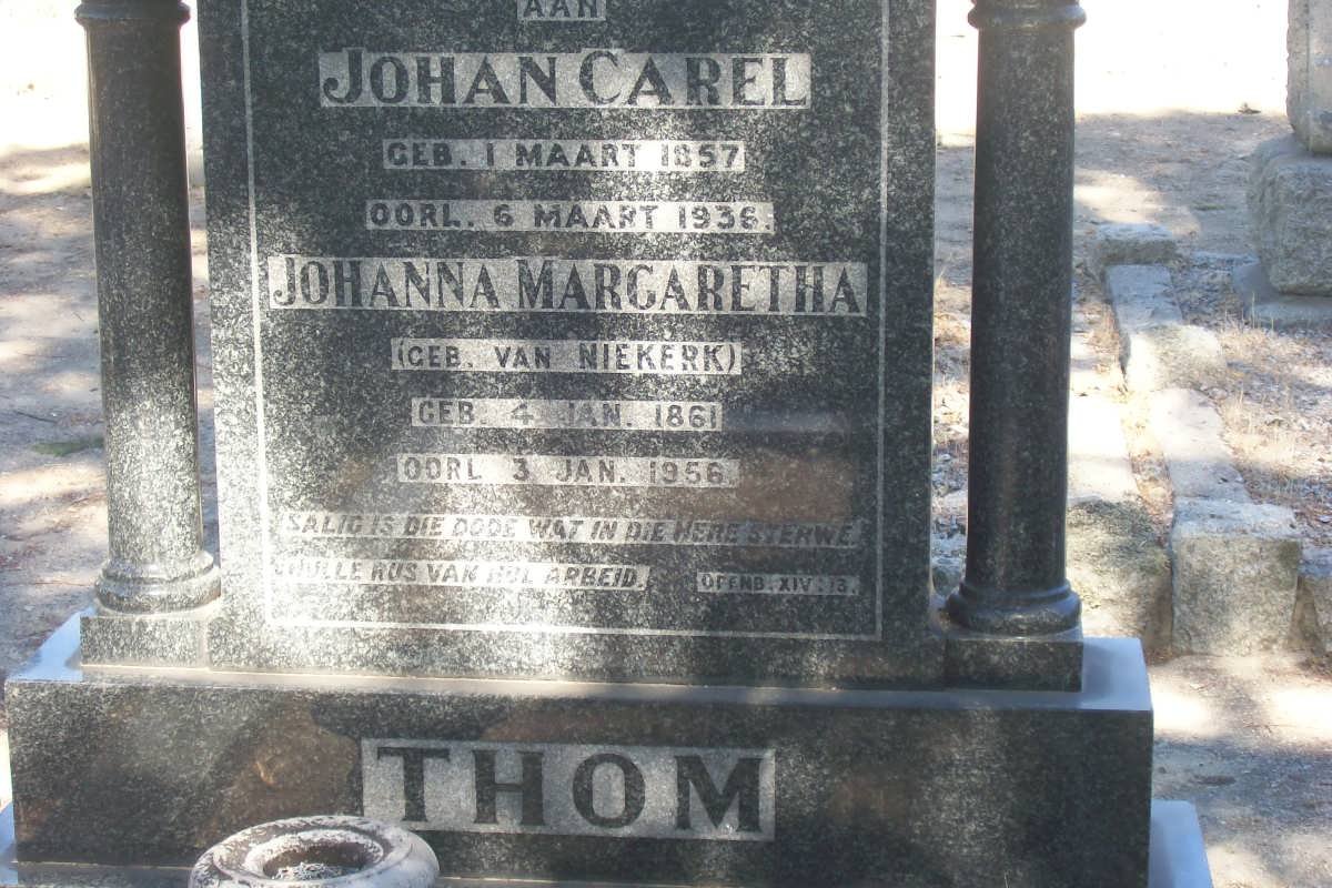 THOM Johan Carel 1857-1936 &amp; Johanna Margaretha VAN NIEKERK 1861-1956
