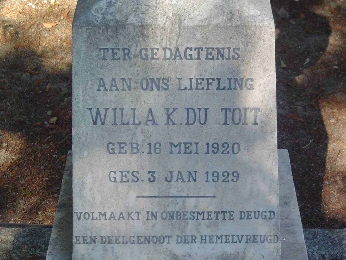 TOIT Willa K., du 1920-1929