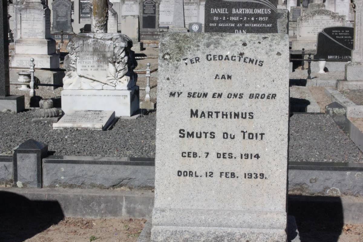 TOIT Marthinus Smuts, du 1914-1939