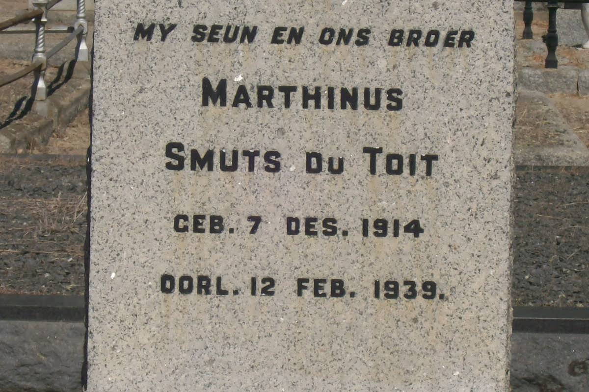 TOIT Marthinus Smuts, du 1914-1939