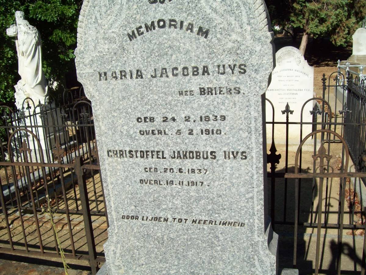 UYS Christoffel Jakobus 1837-1917 &amp; Maria Jacoba BRIERS 1839-1910