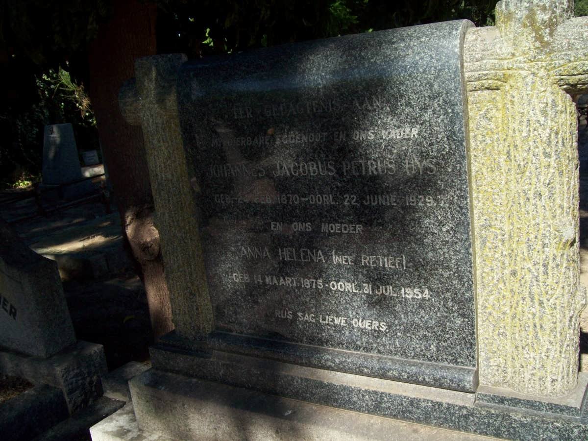 UYS Johannes Jacobus 1870-1929 &amp; Anna Helena RETIEF 1875-1954