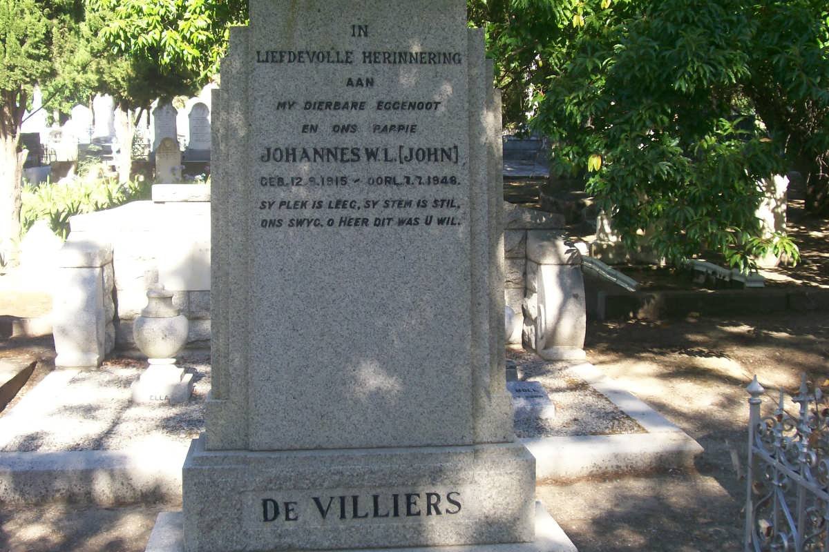 VILLIERS Johannes W.L., de 1915-1948