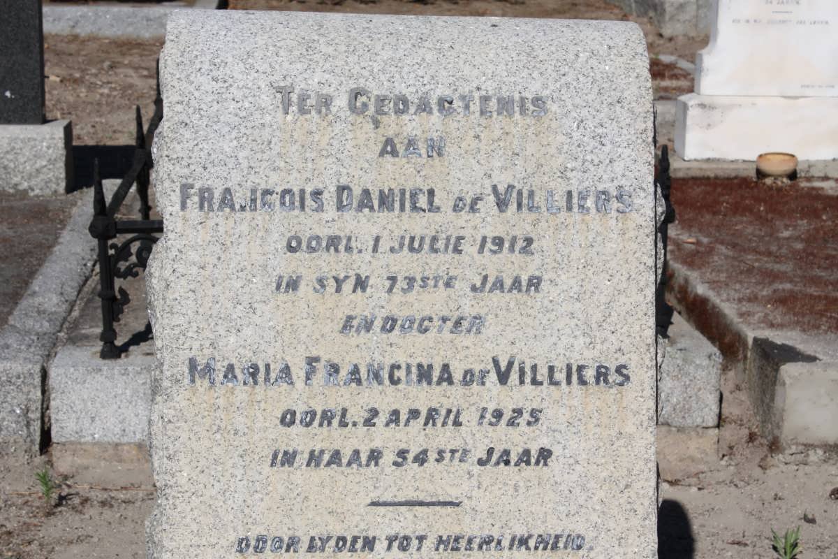 VILLIERS Francois Daniel, de -1912 :: DE VILLIERS Maria Francina -1925