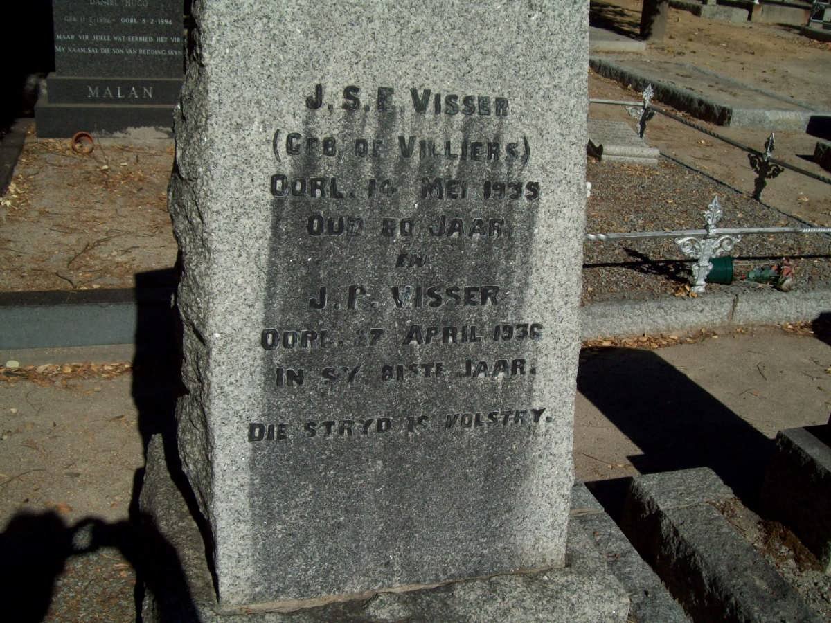 VISSER J.P. -1936 &amp; J.S. E. DE VILLIERS -1935