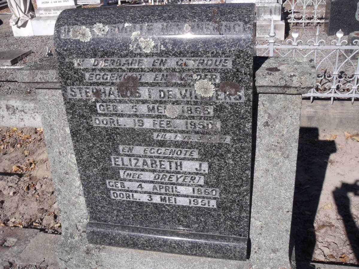 VILLIERS Stephanus T., de 1866-1950 &amp; Elizabeth J. DREYER 1860-1951