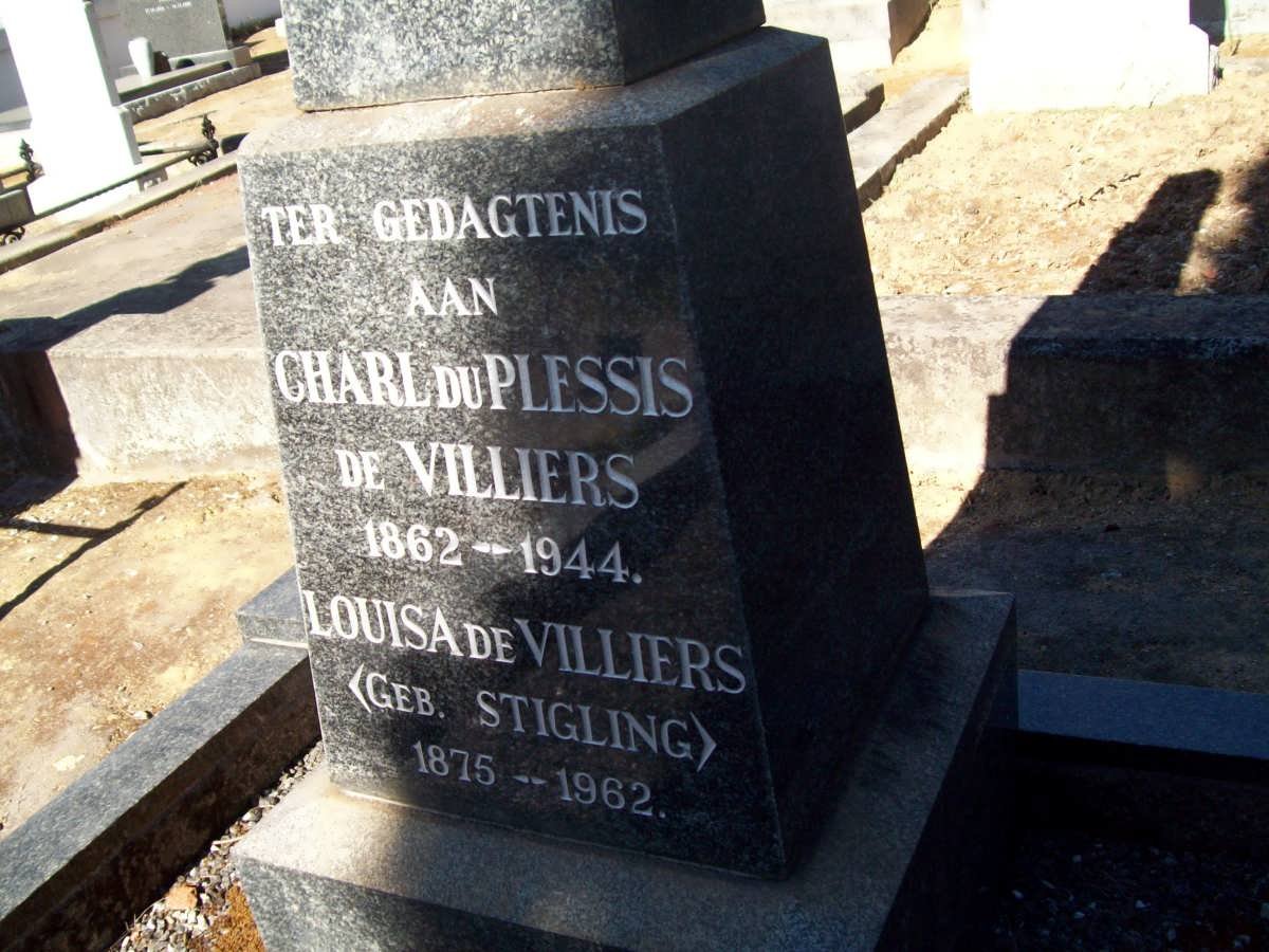 VILLIERS Charl du Plessis, de 1862-1944 &amp; Louisa STIGLING 1875-1962