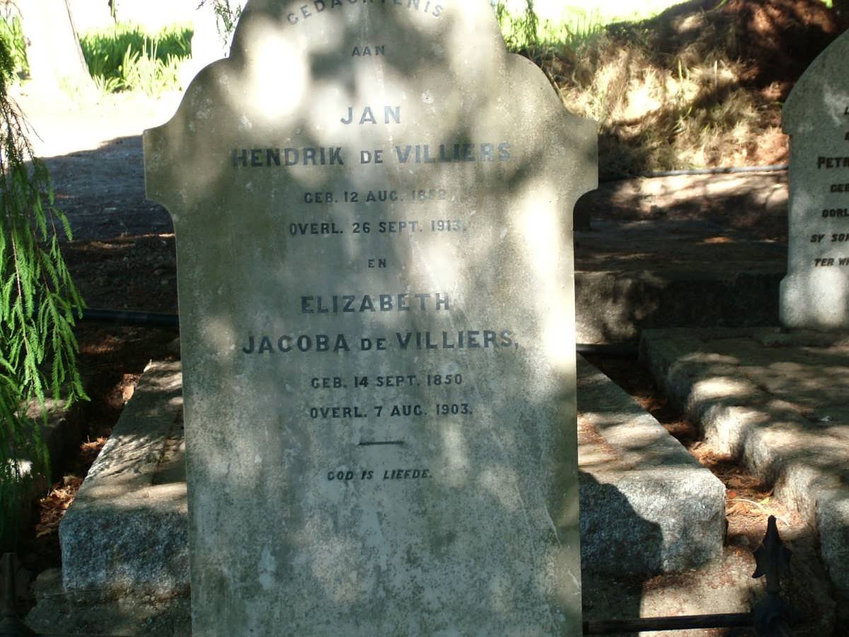 VILLIERS Jan Hendrik, de 1852-1913 &amp; Elizabeth Jacoba 1850-1903
