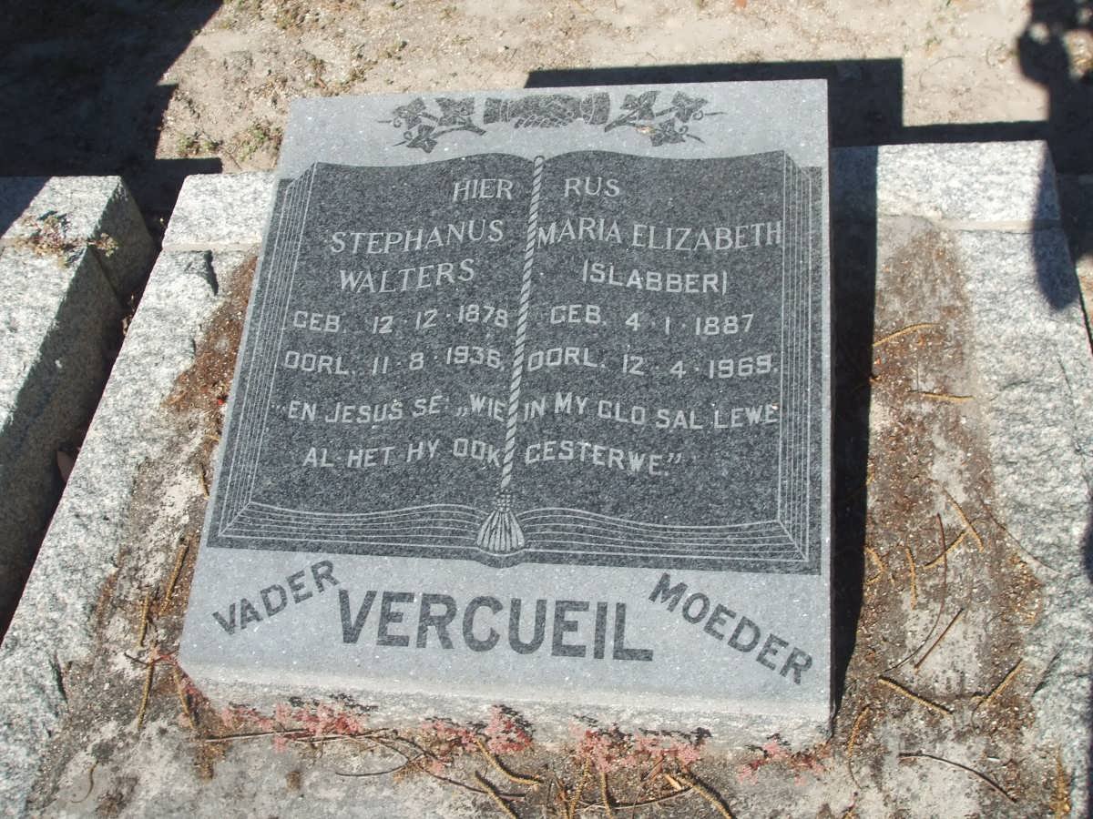 VERCUEIL Stephanus Walters 1878-1936 &amp; Maria Elizabeth SLABBER 1887-1969