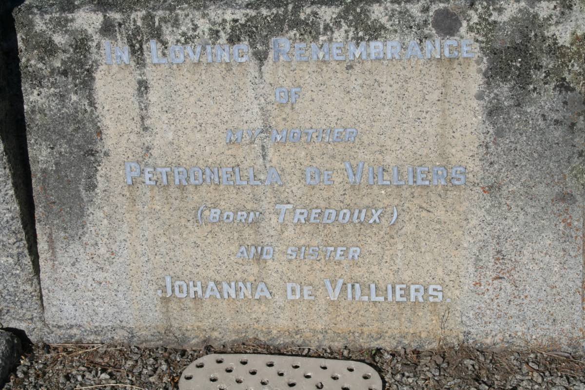 VILLIERS Petronella, nee TREDOUX :: DE VILLIERS Johanna