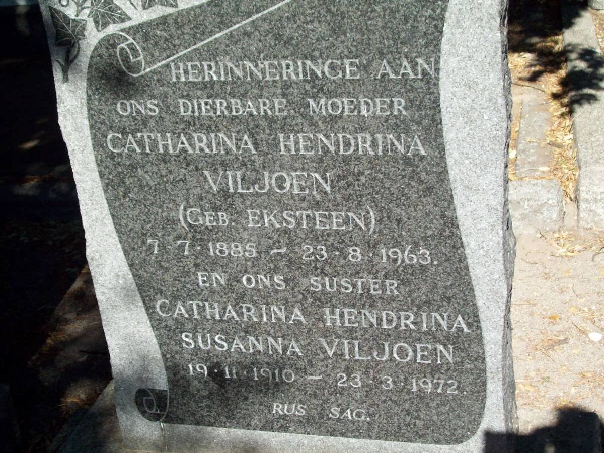 VILJOEN Catharina Hendrina nee EKSTEEN 1885-1963 :: VILJOEN Catharina Hendrina Susanna 1910-1972