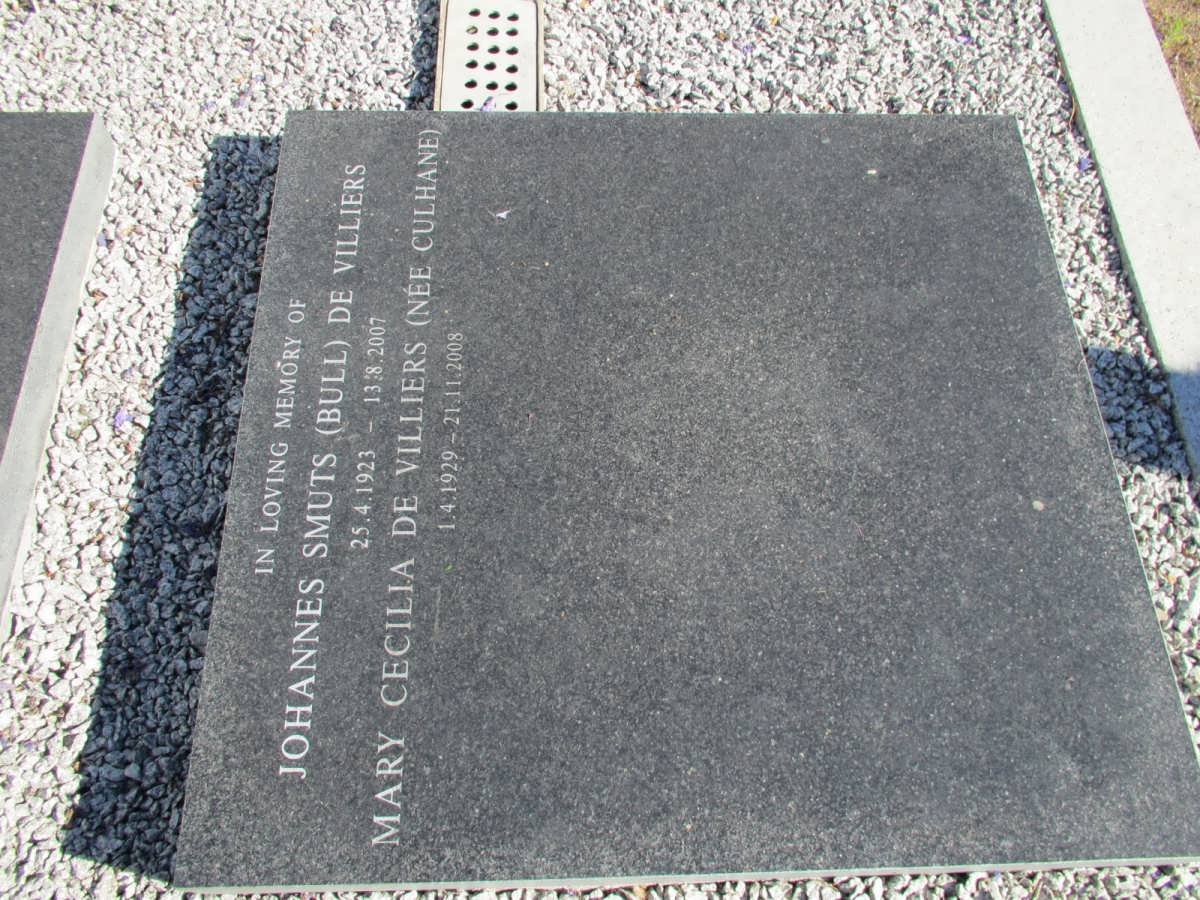 VILLIERS Johannes Smuts, de 1923-2007 &amp; Mary Cecilia CULHANE 1929-2008