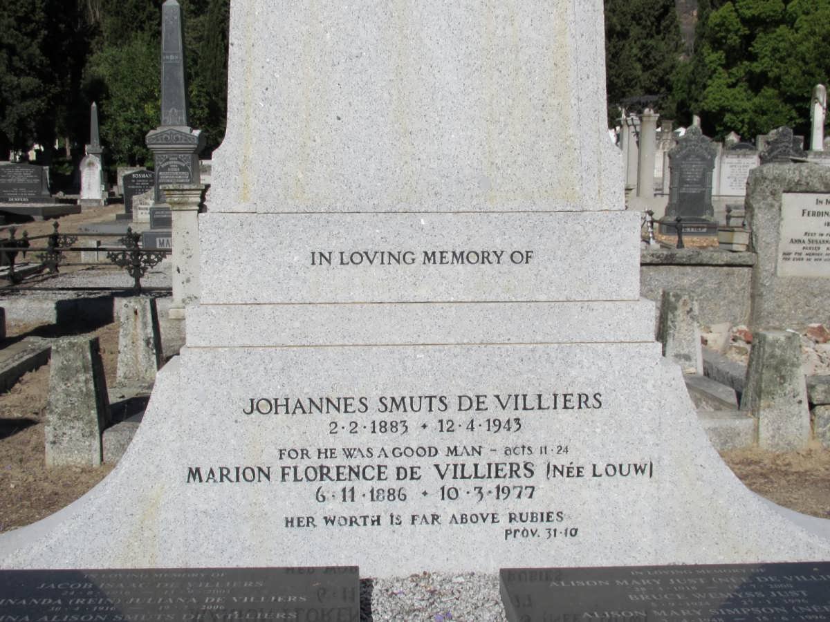 VILLIERS Johannes Smuts, de 1883-1943 &amp; Marion Florence LOUW 1886-1977