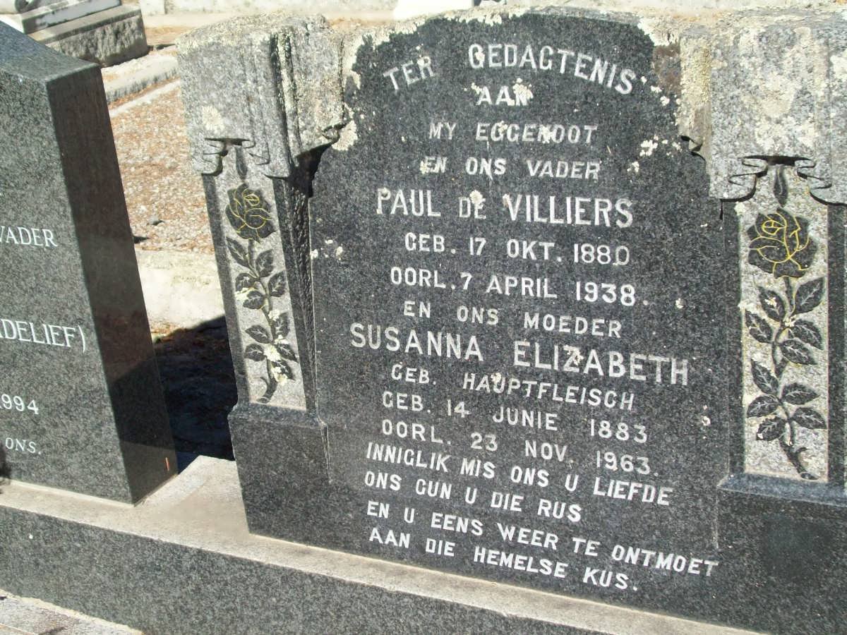 VILLIERS Paul, de 1880-1938 &amp; Susanna Elizabeth HAUPTFLEISCH 1883-1963