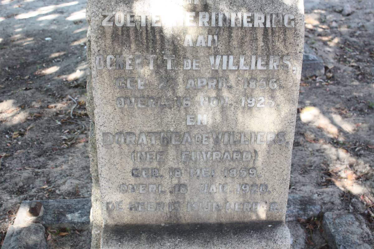 VILLIERS Ockert T., de 1856-1923 &amp; Dorathea EUVRARD 1859-1920