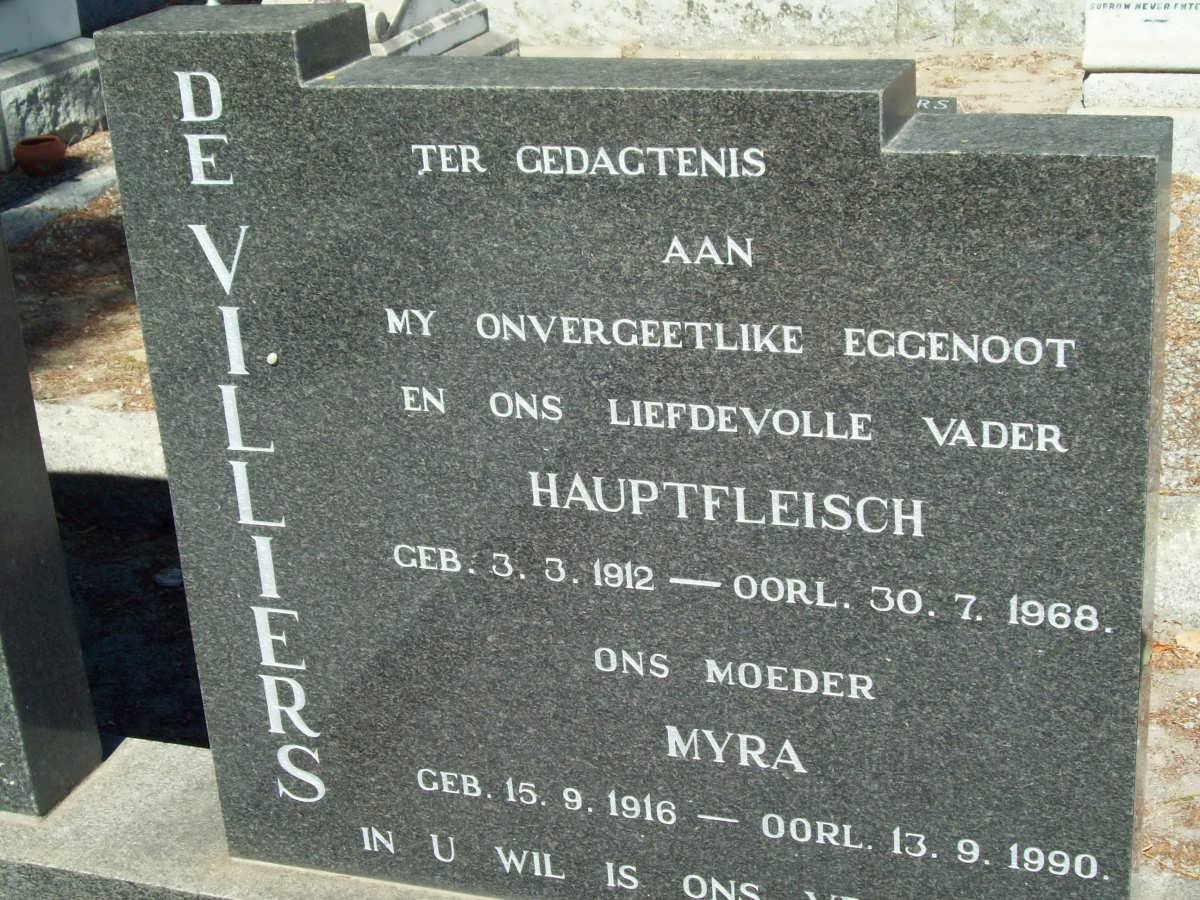 VILLIERS Hauptfleisch, de 1912-1968 &amp; Myra 1916-1990
