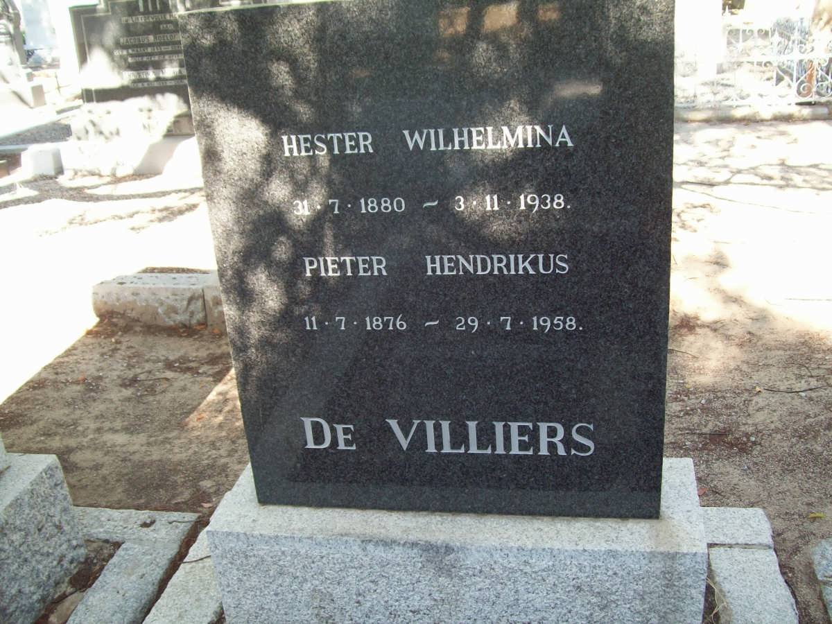 VILLIERS Pieter Hendrikus, de 1876-1958 &amp; Hester Wilhelmina 1880-1938