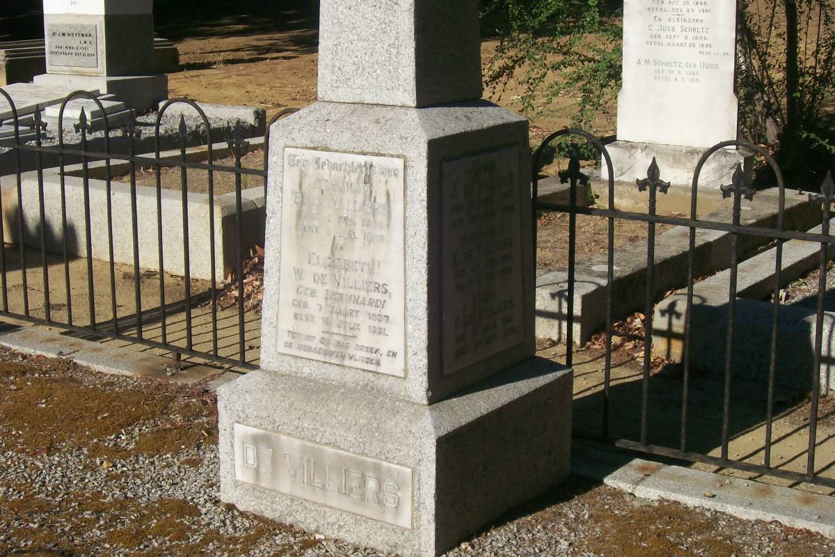 VILLIERS Abraham B., de 1837-1885 &amp; Elizabeth W. BERNHARDI 1837-1921