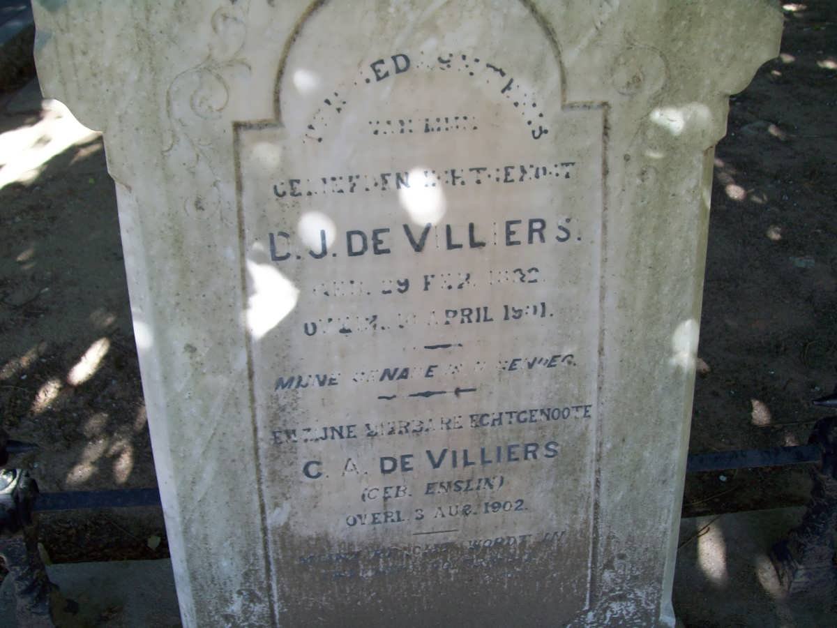 VILLIERS D.J., de 1882-1901 &amp; C.A. ENSLIN -1902