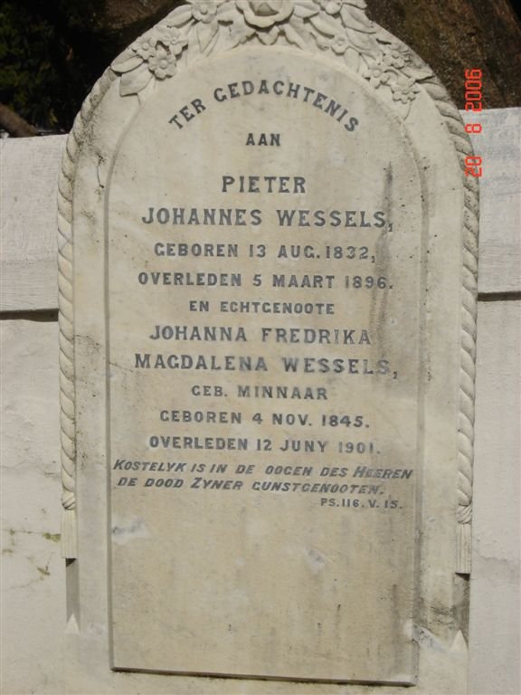 WESSELS Pieter Johannes 1832-1896 &amp; Johanna Fredrika Magdalena MINNAAR 1845-1901