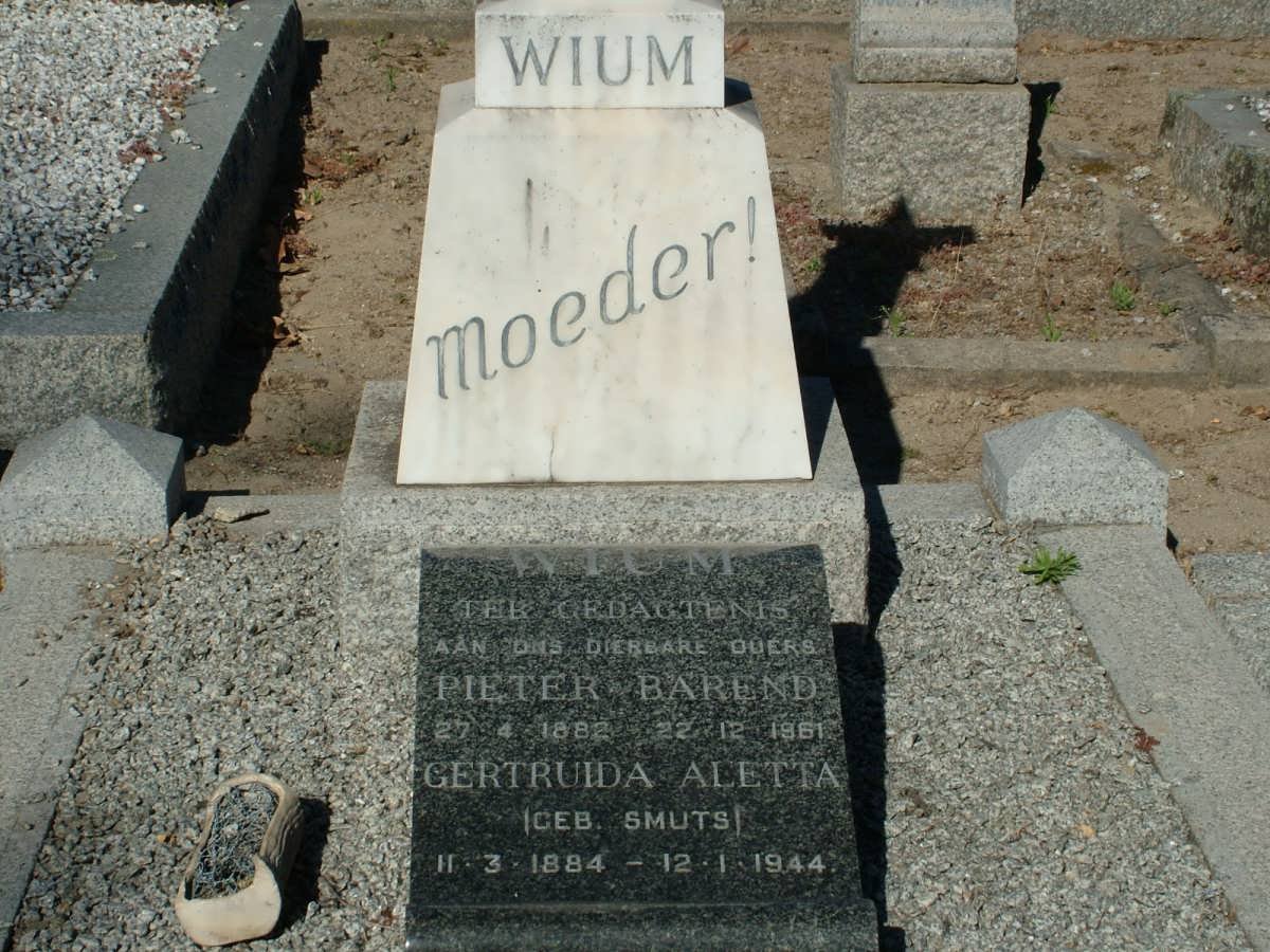WIUM Pieter Barend 1882-1961 &amp; Gertruida Aletta SMUTS 1884-1944