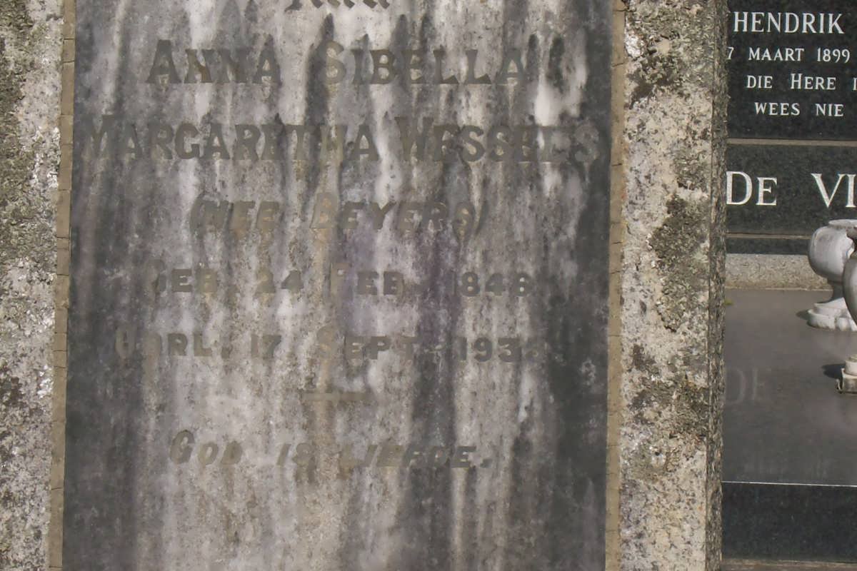WESSELS Anna Sibella Margaretha nee BEYERS 1846-1935