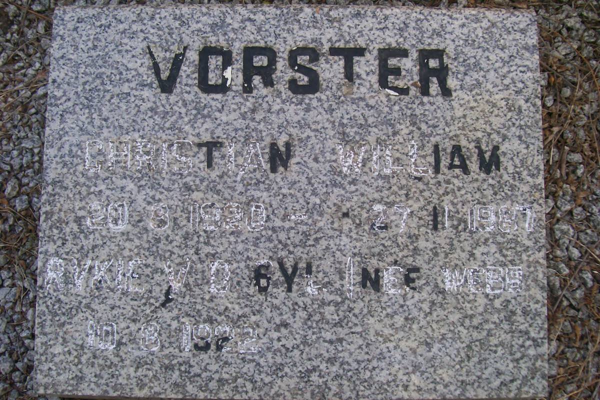 VORSTER Christiaan William 1920-1987 :: V.D. BYL Rykie nee WEBB 1922-